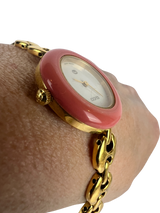 Gucci 11/12 Women's Watch Change Bezel Gold Band Quartz