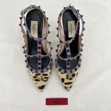 Valentino Leather Rockstud Pumps in Leopard Pony Hair Size 37
