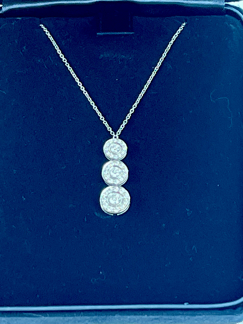 Tiffany Circlet Triple Drop Diamond and Platinum Pendant Necklace