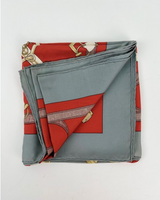 Hermes 100% Silk Scarf "Eperon d'or" in Gray 90 cm