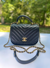Chanel Quilted Lambskin Chevron One Flap Top Handle in Black