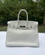 Hermes Clemence Leather Birkin 35 in White with Palladium HW