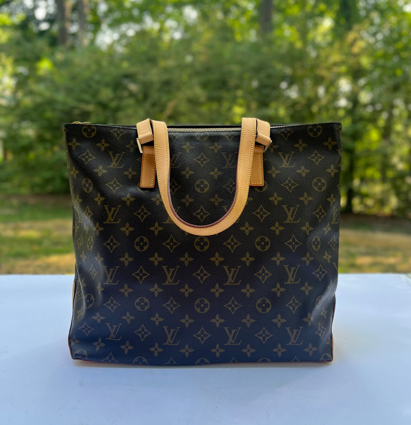 Louis Vuitton Monogram Cabas Mezzo Brown Large Zipper Satchel Handbag