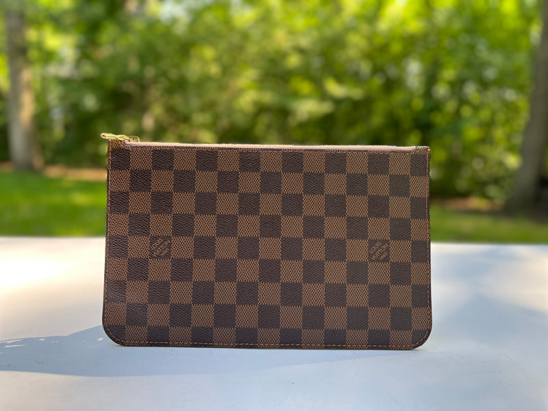 Louis Vuitton Damier Ebene Neverfull MM Pouch ONLY with Rose