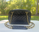 Chanel Quilted Lambskin Leather Shoulder in Black