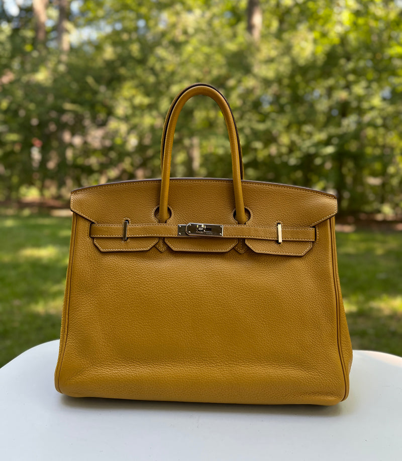 Hermes Taurillon Clemence leather Birkin 35 with Palladium HW in Curry