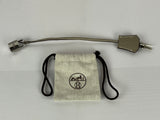 Hermes Clemence Leather Clochette, Silver Lock with Two Keys in Neutral