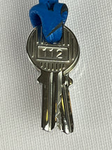 Hermes Epsom Leather Clochette, Palladium Lock with Two Keys in Blue