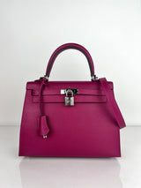 Hermes Epsom Leather Kelly 25 with Palladium Hardware in Magnolia