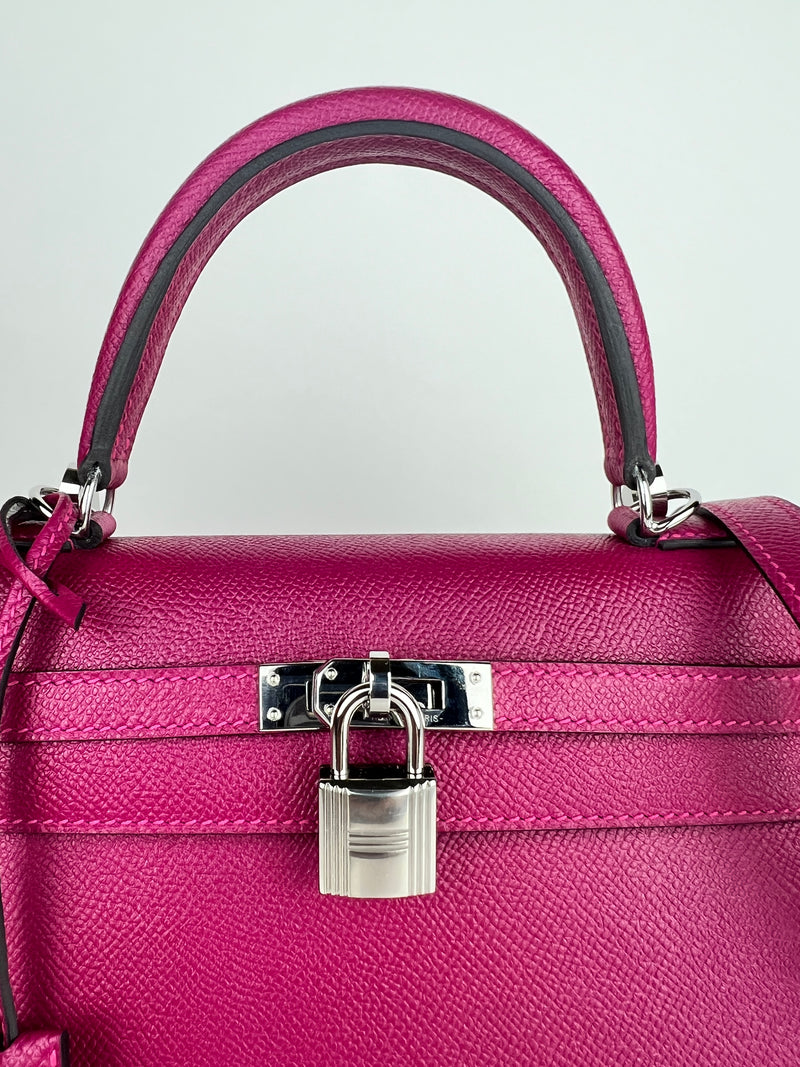 Hermes Epsom Leather Kelly 25 with Palladium Hardware in Magnolia