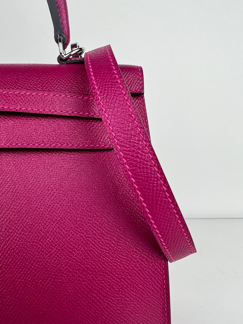 Hermes Epsom Leather Kelly 25 with Palladium Hardware in Magnolia