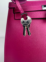 Hermes Epsom Leather Kelly 25 with Palladium Hardware in Magnolia