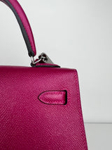 Hermes Epsom Leather Kelly 25 with Palladium Hardware in Magnolia