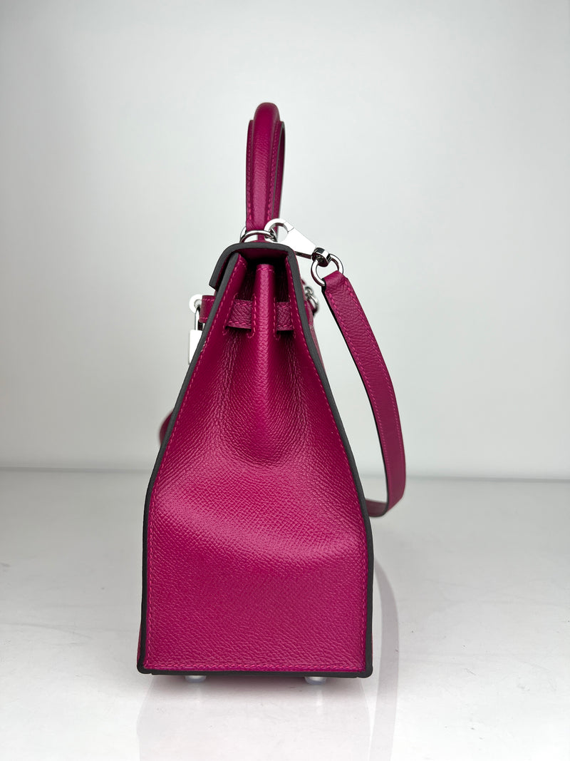 Hermes Epsom Leather Kelly 25 with Palladium Hardware in Magnolia