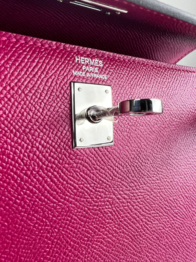 Hermes Epsom Leather Kelly 25 with Palladium Hardware in Magnolia