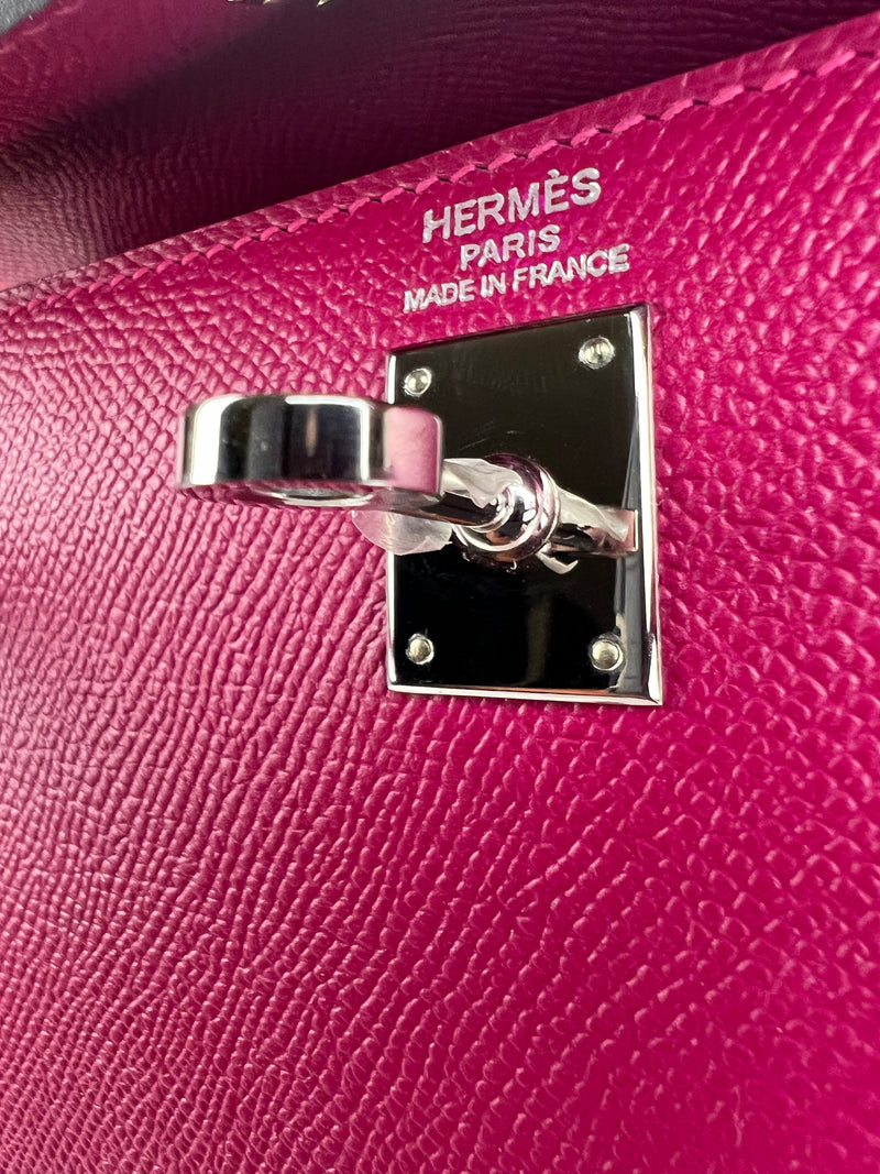 Hermes Epsom Leather Kelly 25 with Palladium Hardware in Magnolia