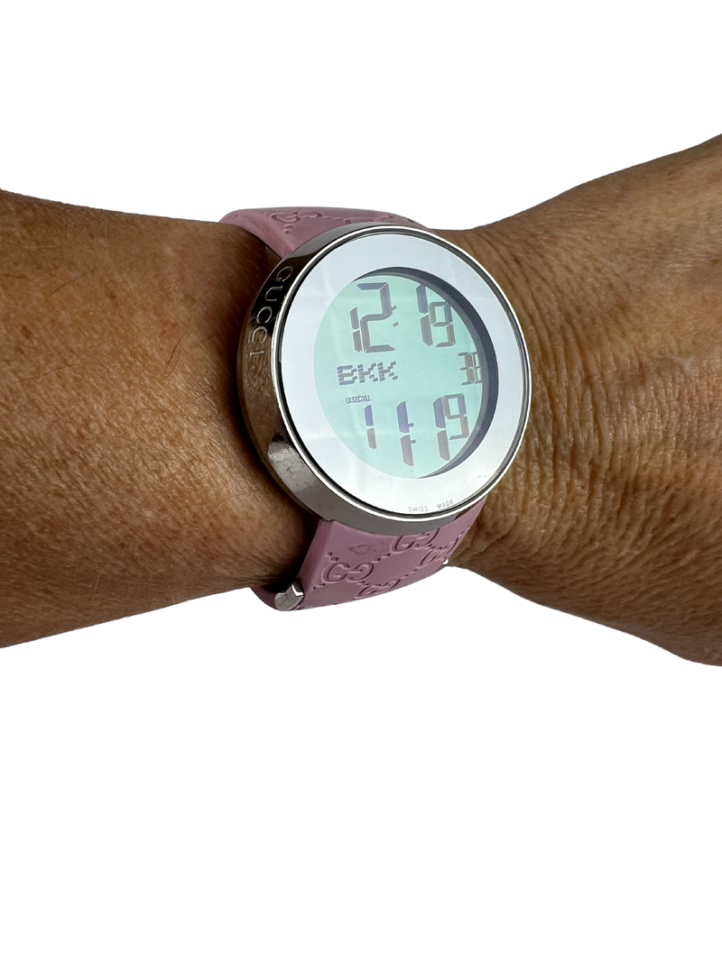 Gucci Women s Swiss Digital Watch with Pink Rubber Strap Chicago Consignment