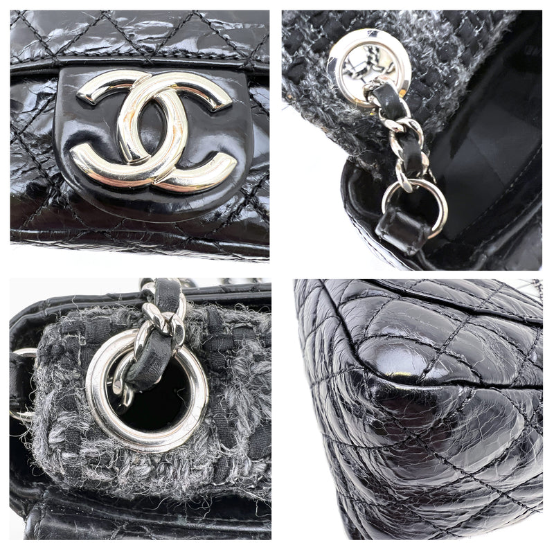 Chanel Crinkled Calfskin Leather and Tweed Classic Flap in Black – Chicago  Consignment
