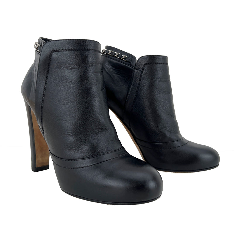 Chanel Semi-Sheer Lace Ankle Boots Black 38C