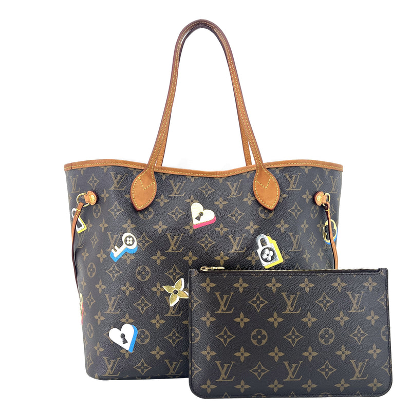 Authentic Louis Vuitton Limited Edition Monogram Canvas Love Lock Neverfull  MM