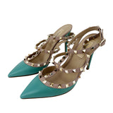 Valentino Leather Rockstud Pumps in Turquoise Size 37