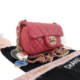 Chanel Quilted Lambskin Leather Charms Micro Mini Flap in Pink