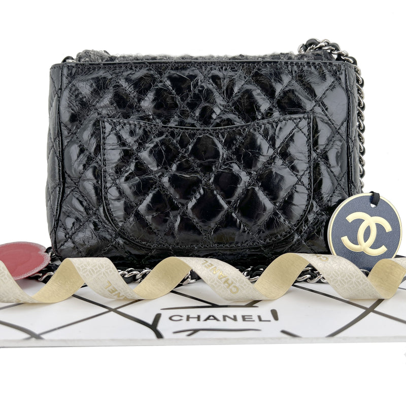 Chanel Vintage Quilted Vinyl Large Boston W Strap Shoulder Bag