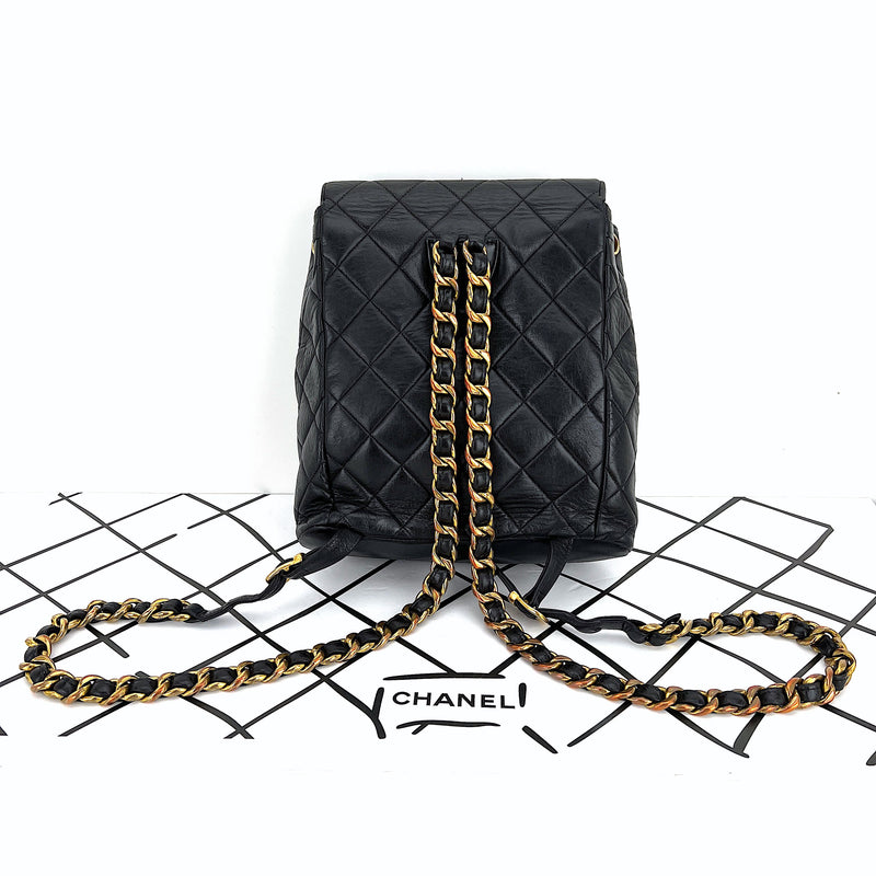 Chanel Matelasse Lambskin Leather CC Duma in Black
