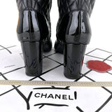 Chanel Patent Leather Heel Chain Boots in Black size 38C