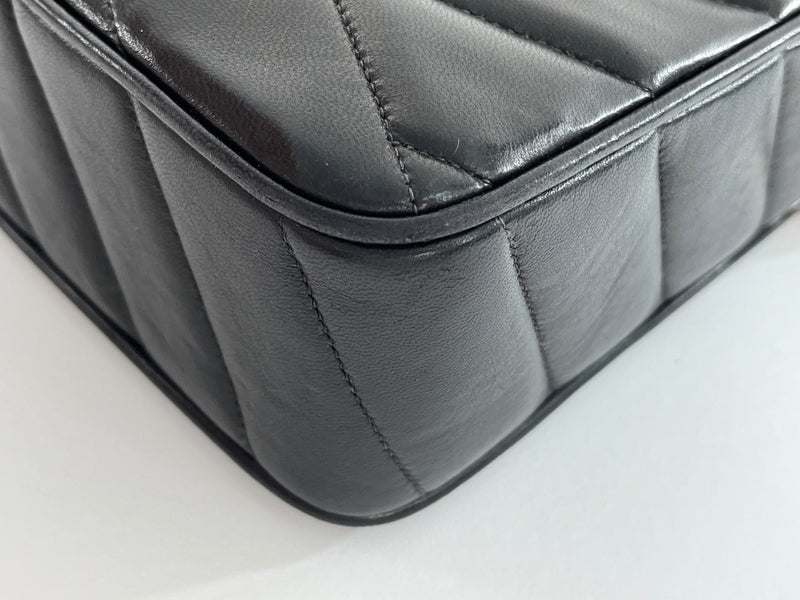 CHANEL Lambskin Leather CC Bias Stitch in Black