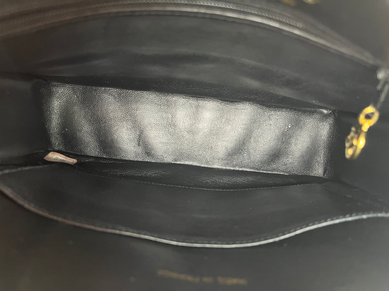 Chanel Lambskin Leather CC Bias Stitch in Black
