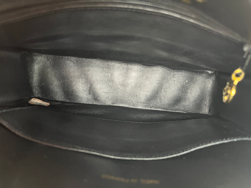 CHANEL Lambskin Leather CC Bias Stitch in Black