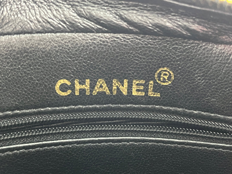 CHANEL Lambskin Leather CC Bias Stitch in Black