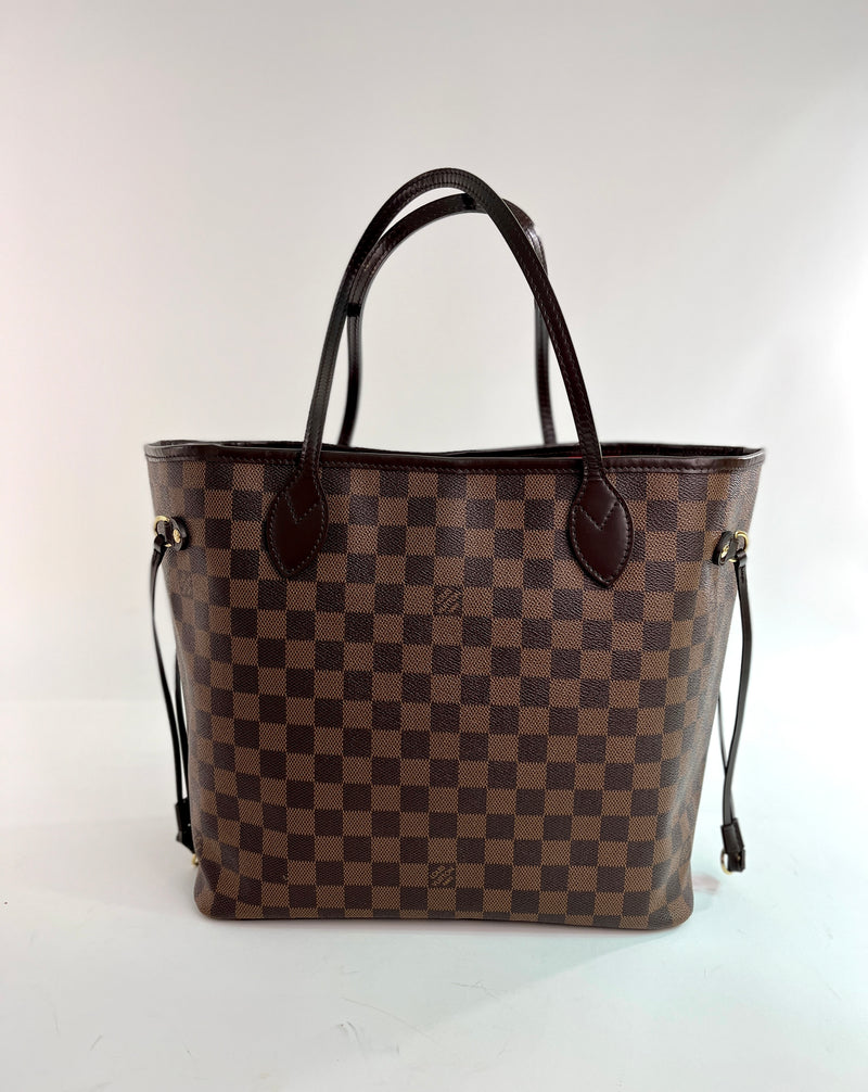 Louis Vuitton Damier Ebene Neverfull MM with Red Interior