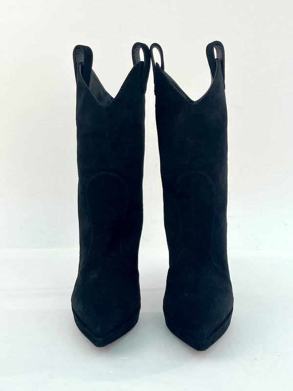 Giuseppe Zanotti Black Suede Pointed Toe Pull on Boots Size 39.5/9
