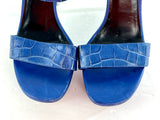 Saint Laurent Crocodile Leather Platform Heels in Blue Size 39.5/9
