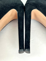 PRADA Suede Knee High Heeled Boots in Black Size 41/10.5