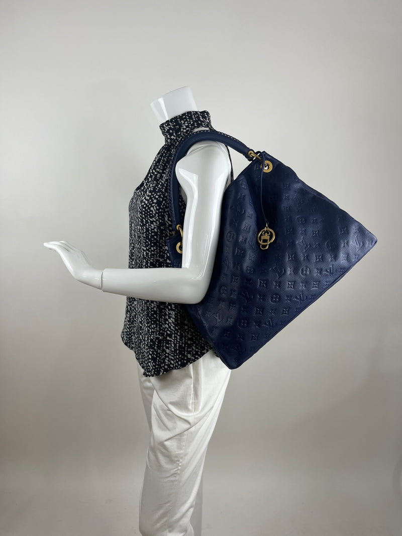 Louis Vuitton Artsy MM Empreinte Leather Shoulder Bag Blue