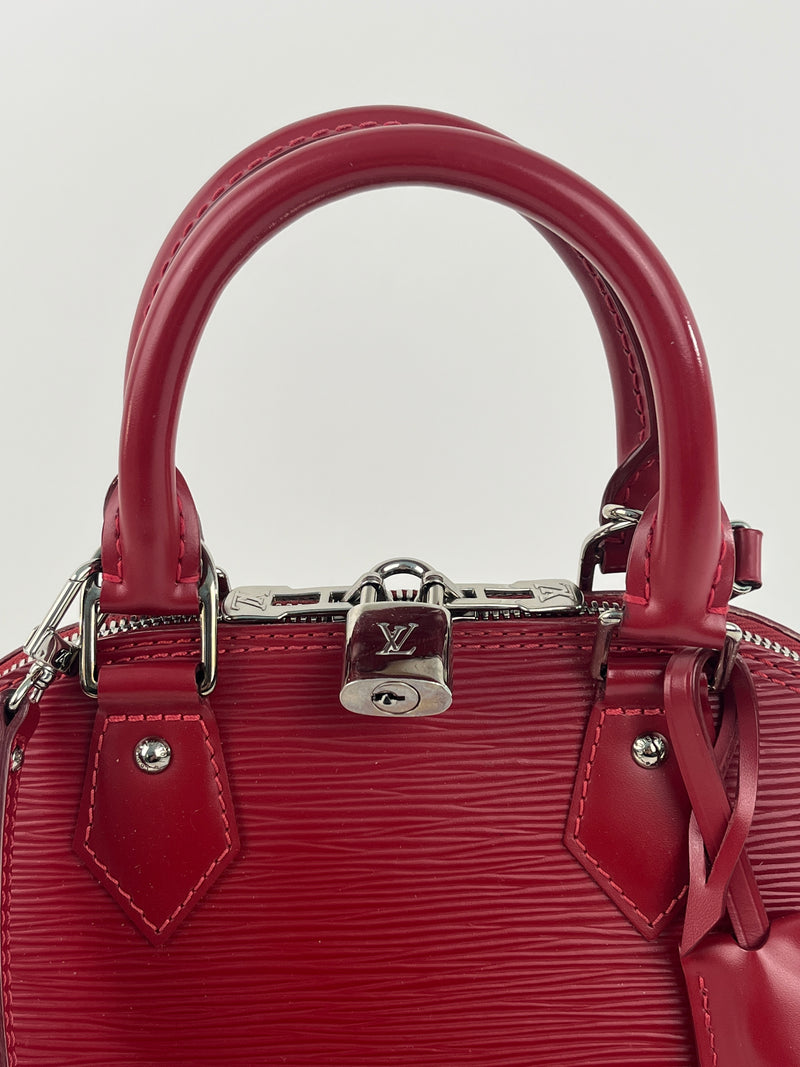 Louis Vuitton Alma Bb EPI Leather Satchel Crossbody Bag Red