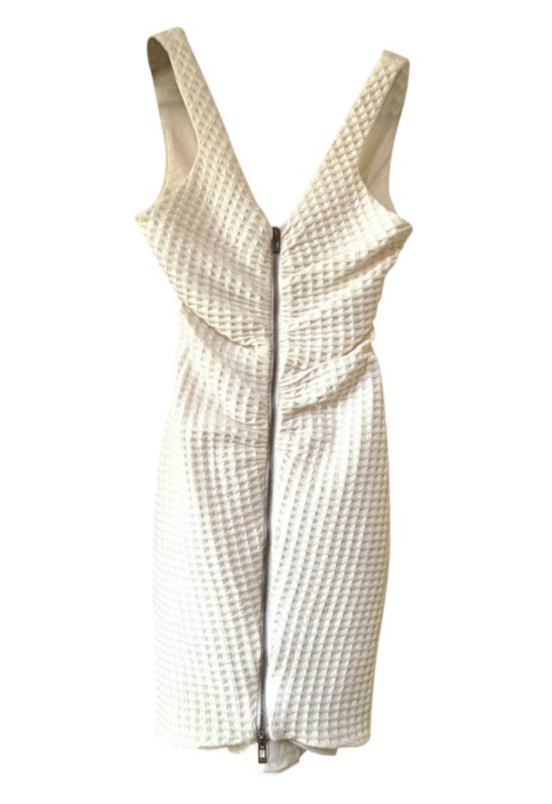 Chanel Body Con Full Zipper Dress in White