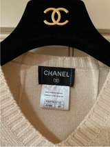 Chanel 3/4 Sleeve Sweater Slip on Dress in Cream