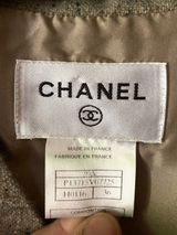 Chanel Tweed Sleeveless V Neck Wrap Dress in Ecru