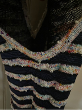 Chanel Fitted Striped Tweed Sleeveless V Neck Slip on Dress