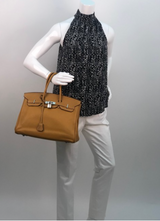 Hermes Taurillon Clemence leather Birkin 35 with Palladium HW in Curry
