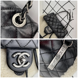 Chanel Quilted Lambskin/Shearling Wool Paris-Salzburg Mountain Small Backpack in Black/White