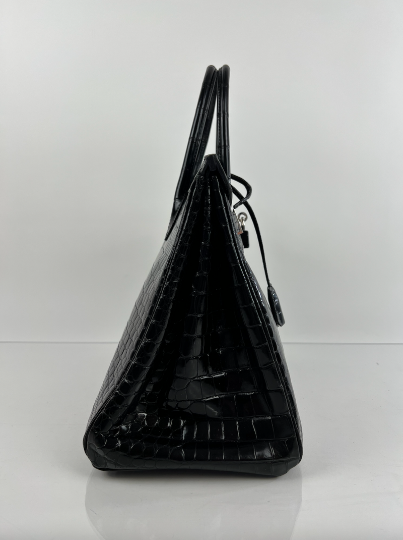 Hermes Shiny Porosus Crocodile Skin Birkin 35 w Palladium HW in