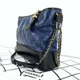 Chanel Quilted Calfskin Leather Gabrielle Shopping Tote in Blue/Black