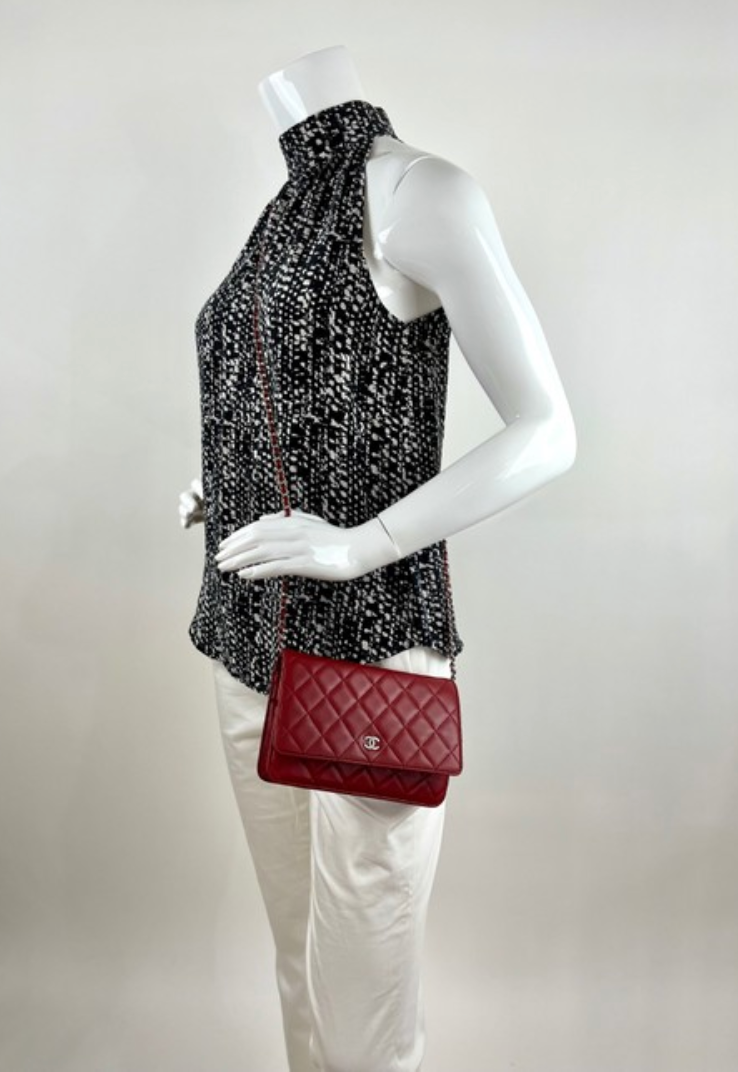 Chanel Lambskin Leather WOC in Red with Silver Hardware