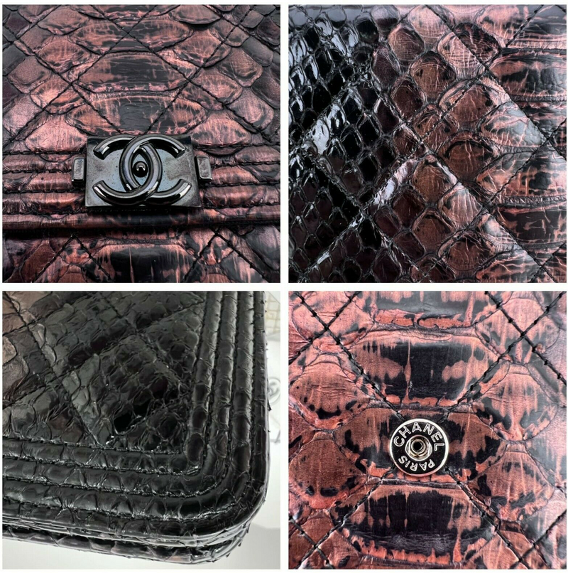 Chanel Python Wallet on Chain WOC in Black