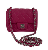 Chanel Quilted Lambskin Leather Square Flap Bag Mini in Pink with SHW